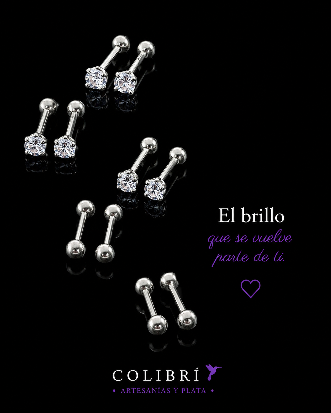 Aretes Dormilona Mini con Circonia