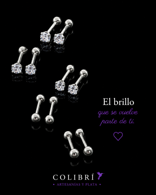 Aretes Dormilona Mini con Circonia