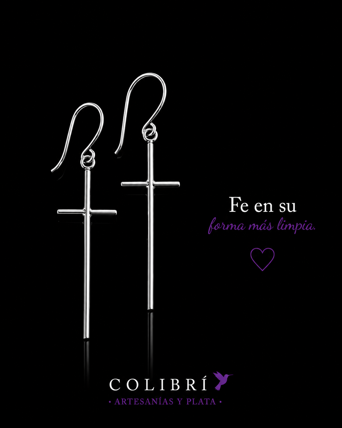 Aretes Colgantes Cruz Lisa