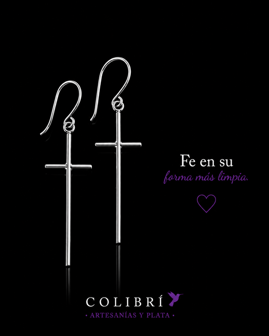 Aretes Colgantes Cruz Lisa