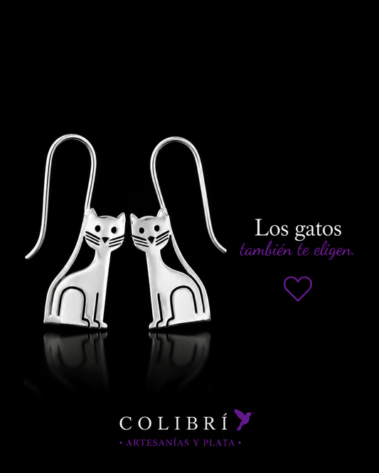 Aretes Colgantes de Gato