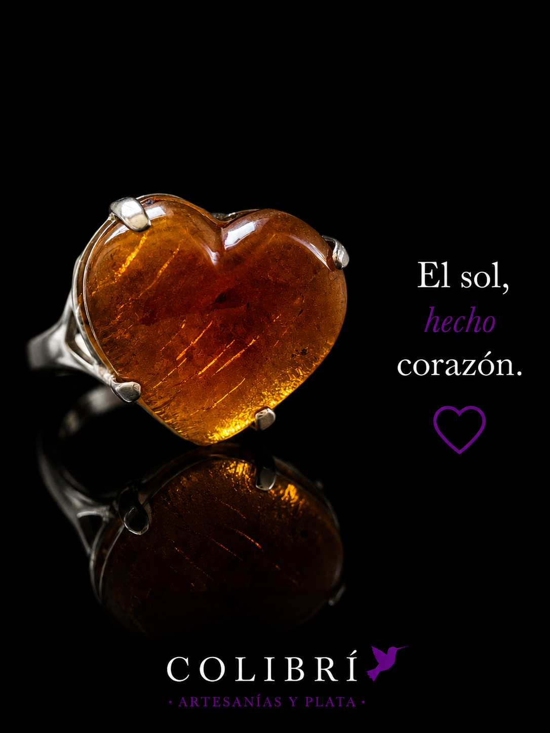 Anillo Corazón de Ámbar