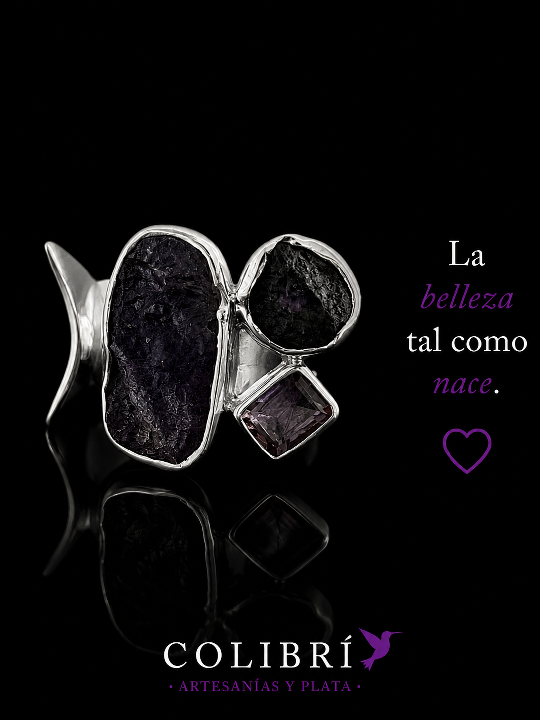 Anillo de Autor con Amatistas en Bruto