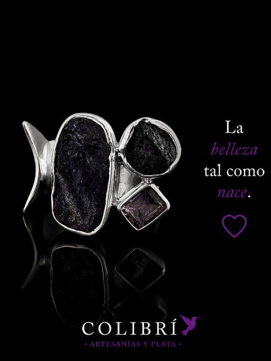 Anillo de Autor con Amatistas en Bruto