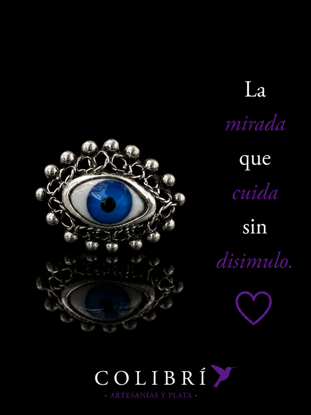 Anillo Ojo Turco con Marco de Perlas