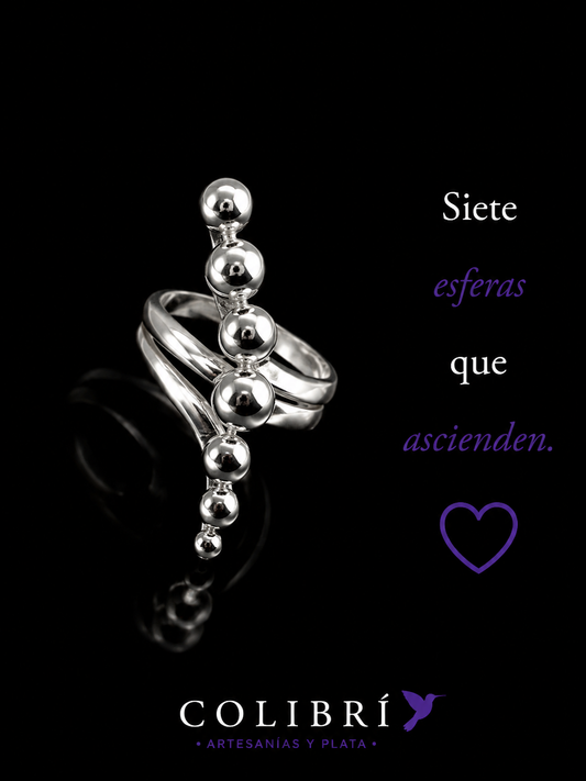 Anillo Siete Perlas de Plata