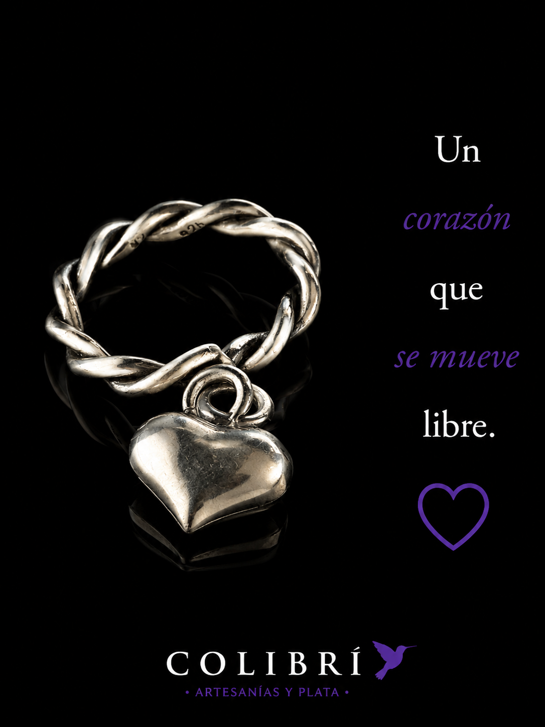 Anillo Trenzado con Corazón Colgante