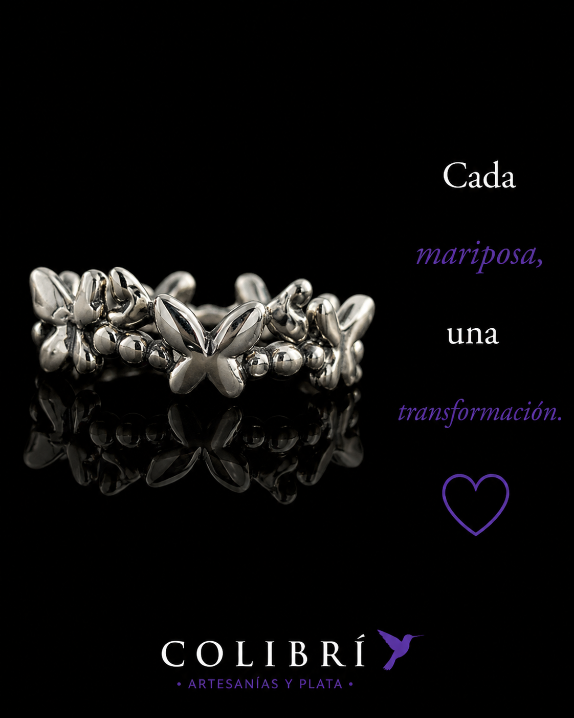 Anillo Vuelo de Mariposas