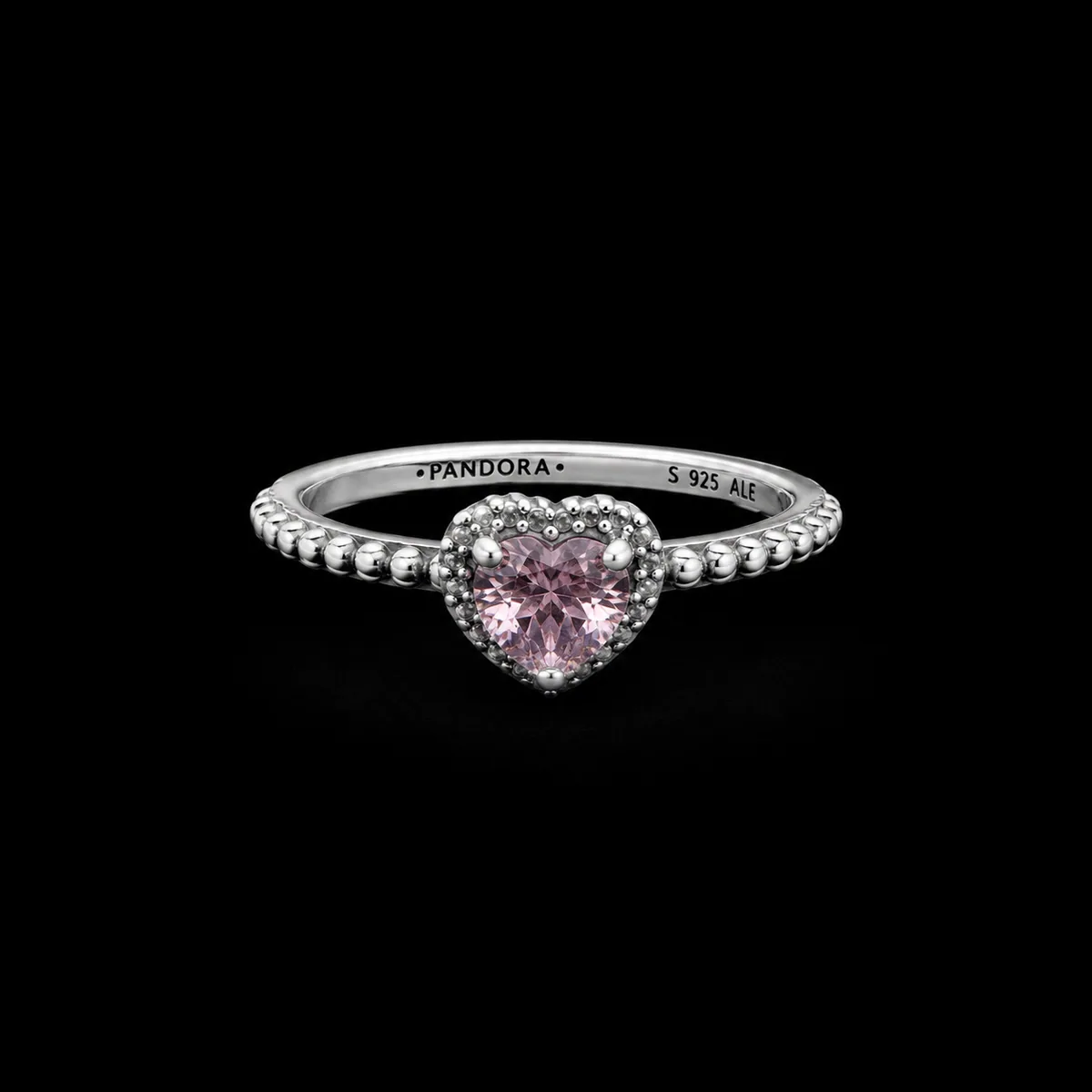 Anillo Corazón Rosa con Circonias