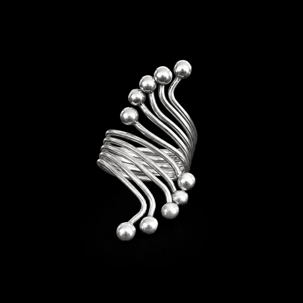 Anillo Diez Perlas de Plata