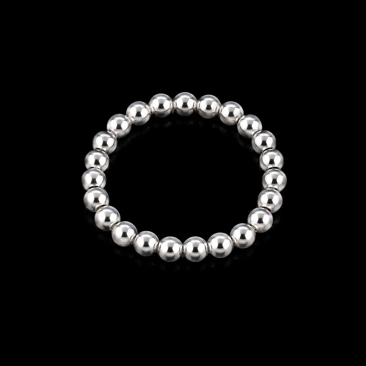 Anillo Elástico de Perlas de Plata