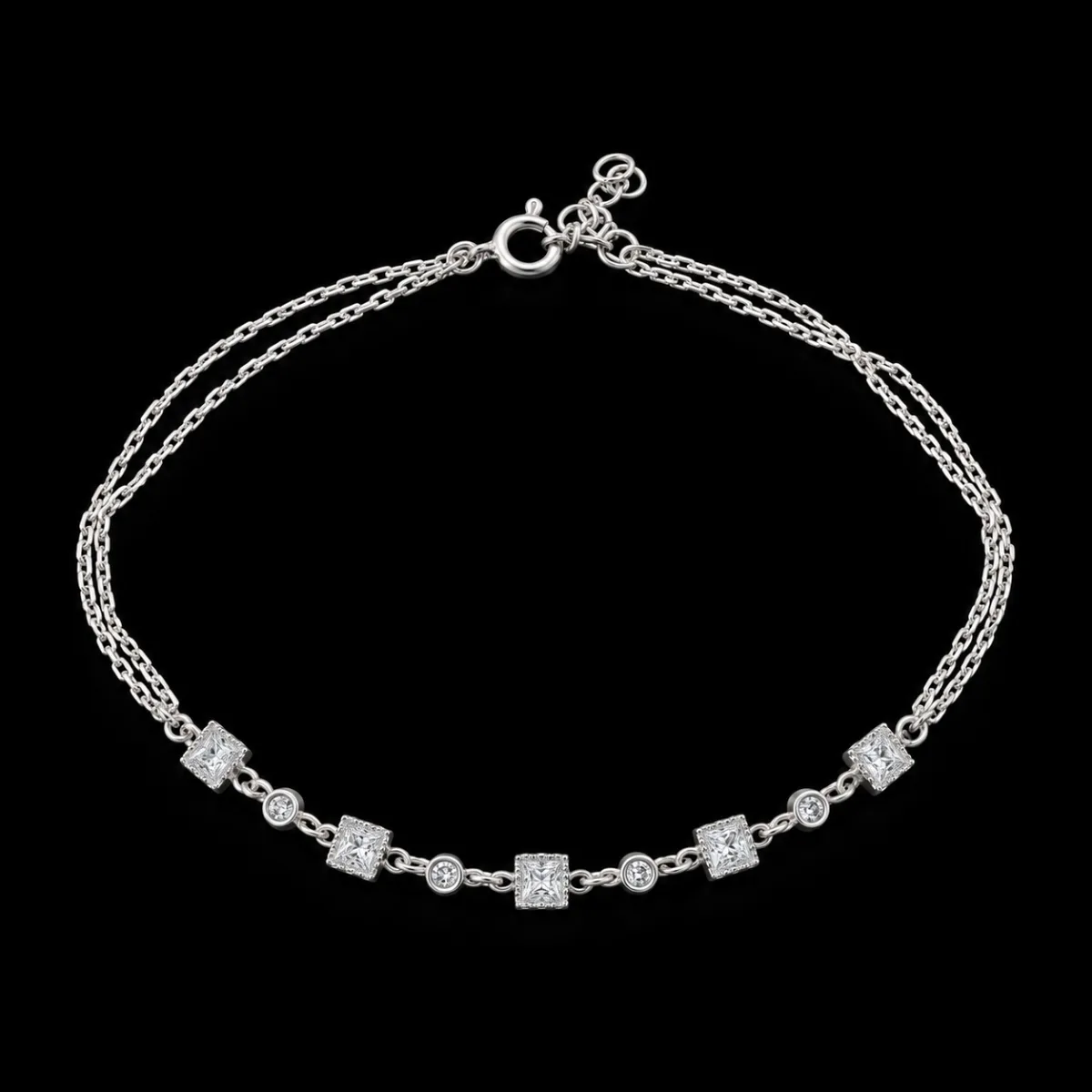Pulsera Cinco Cuadros de Circonia