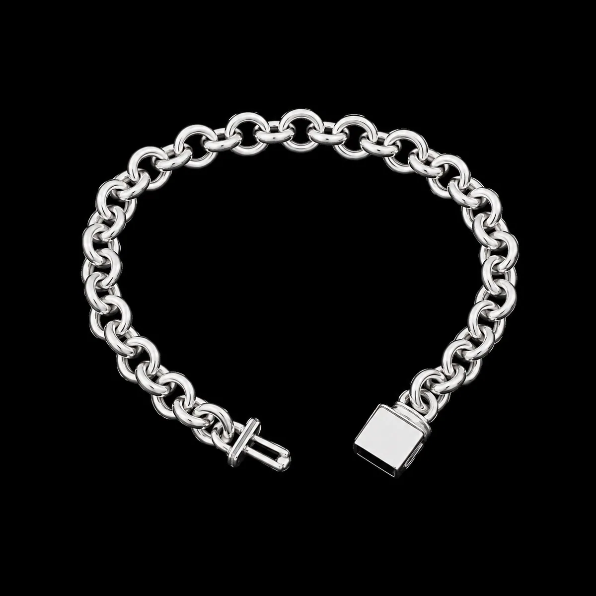 Pulsera Eslabón Redondo con Broche de Caja