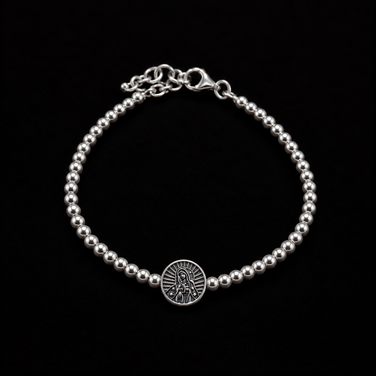 Pulsera Virgen Perlas Plata