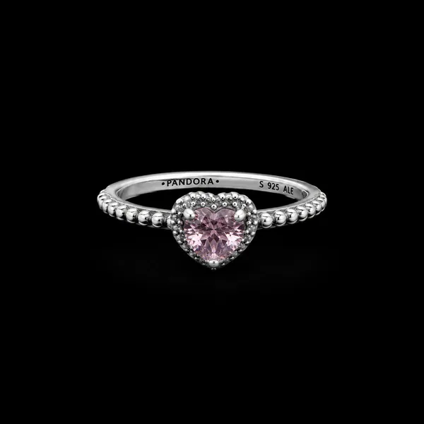 Anillo Corazón Rosa con Circonias