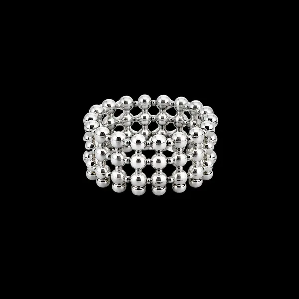 Anillo Perlas Tejidas