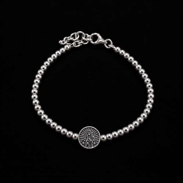 Pulsera Virgen Perlas Plata